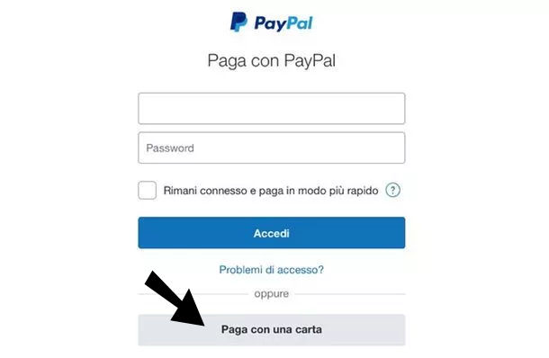 Paga con carta di credito senza account Paypal