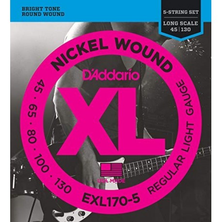 D'Addario EXL170-5 Nickel Round Wound
